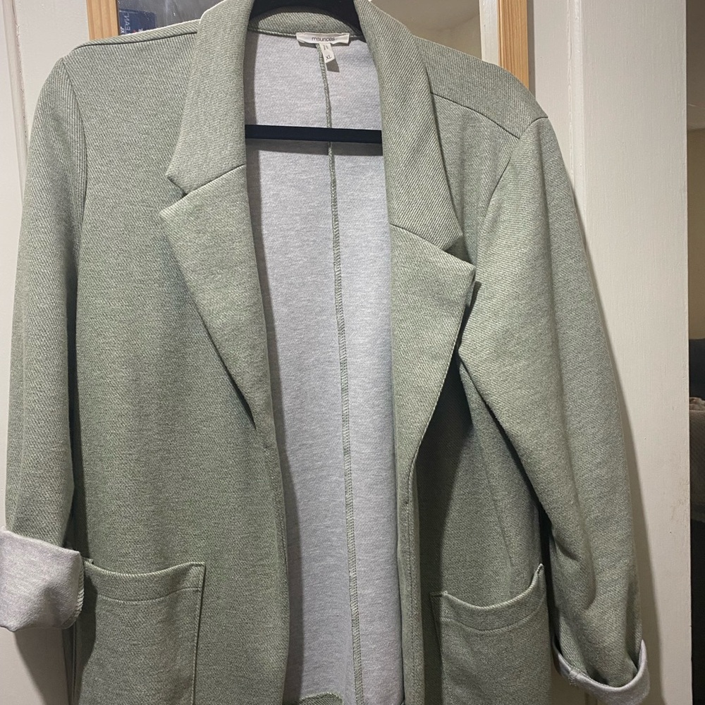 Maurice’s Light Sage Open-Front Women’s Blazer Coat